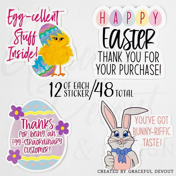 Graceful Devout Other - 🐰Easter Sticker Bundle Variety Pack [GD55-48]